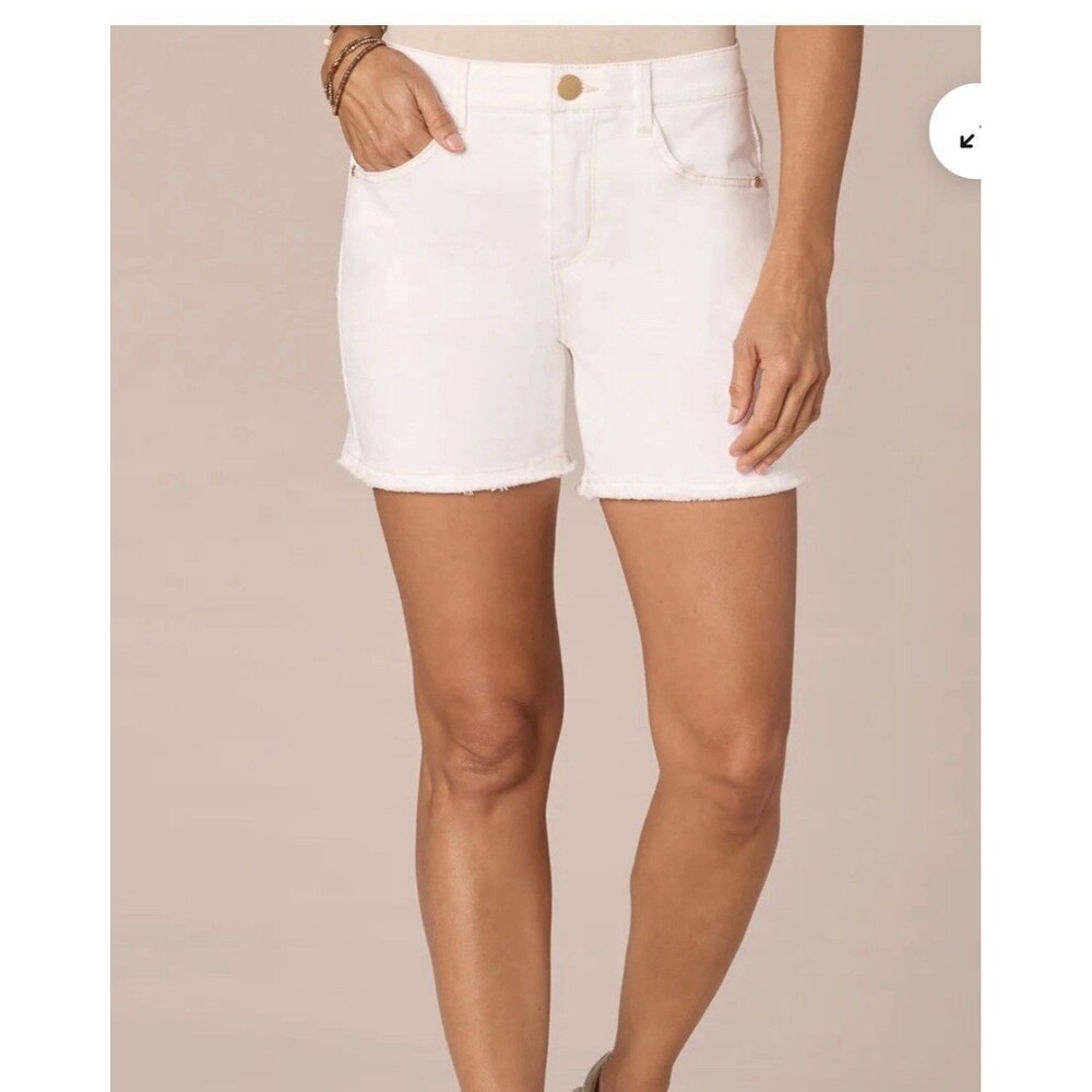 Democracy Ab Solution High Rise SZ 14 Shorts 5”White Clean Finish Fray Hem NEW